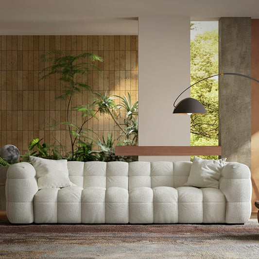99.6" Comfy Boucle Upholstered Sofa Couch, Tufted Cozy 3-Seater Deep Seat Modern Oversized Loveseat Cloud-Feel Couch