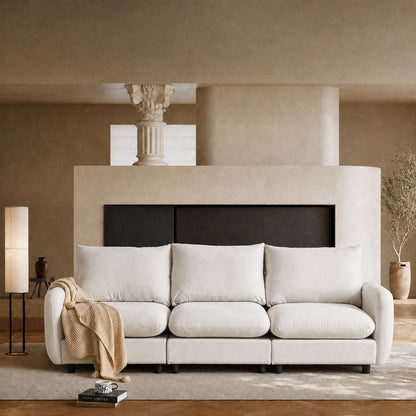 99.5" White Sectional Sofa – 3-Seat Lounge Sleeper, Heavy Duty 2000lbs
