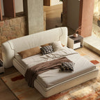 Queen Size Upholstered Platform Bed Frame with Extra-Wide Wingback Headboard, Sturdy Wooden Slats Low Profile for Bedroom