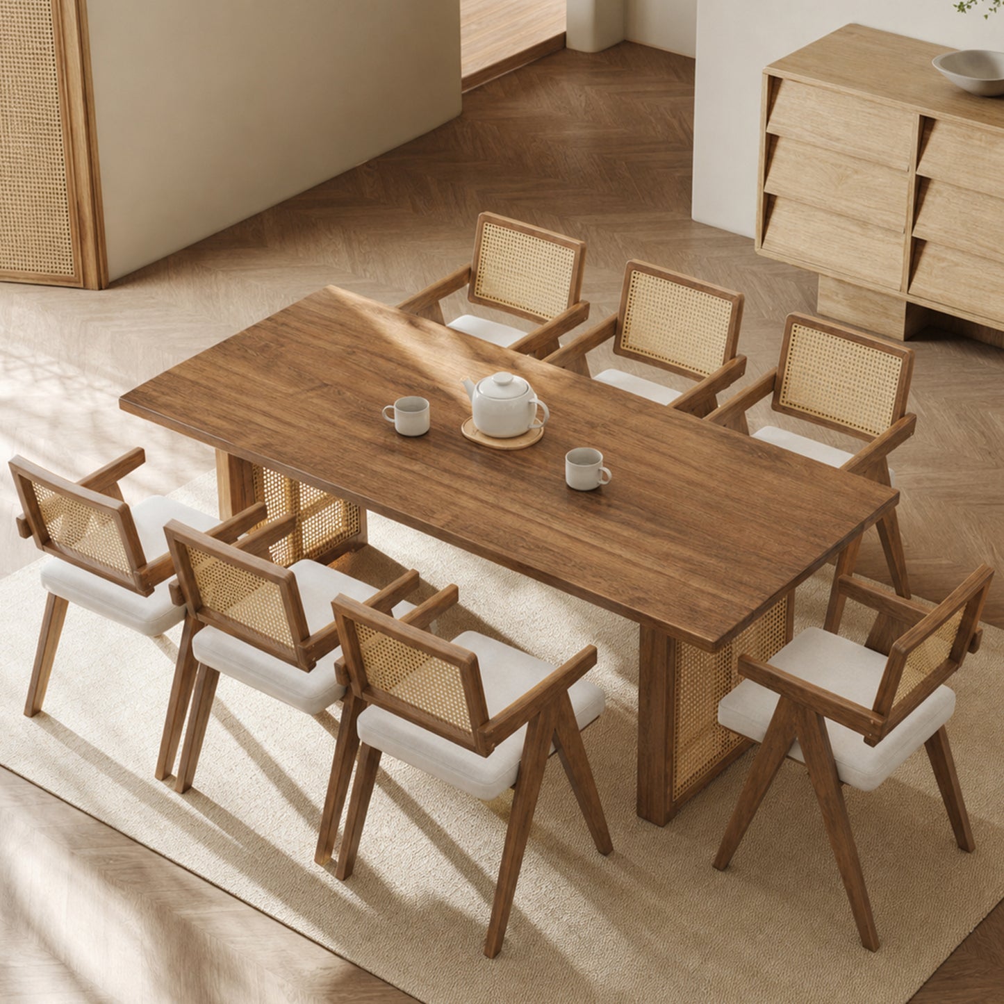 86.61 Inch Oversize Rectangular Waves Dining Table
