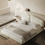 Queen Size Bed Frame, Upholstered Cloud-Feel Platform Beds Frames with Headboard, Anti-Collision Soft Rounded Corners Footboard, No Box Spring Required, Easy Assembly
