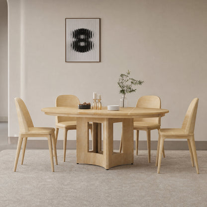 Extendable Farmhouse Round Dining Table – 16" Removable Leaf, Solid Wood, Space-Saving
