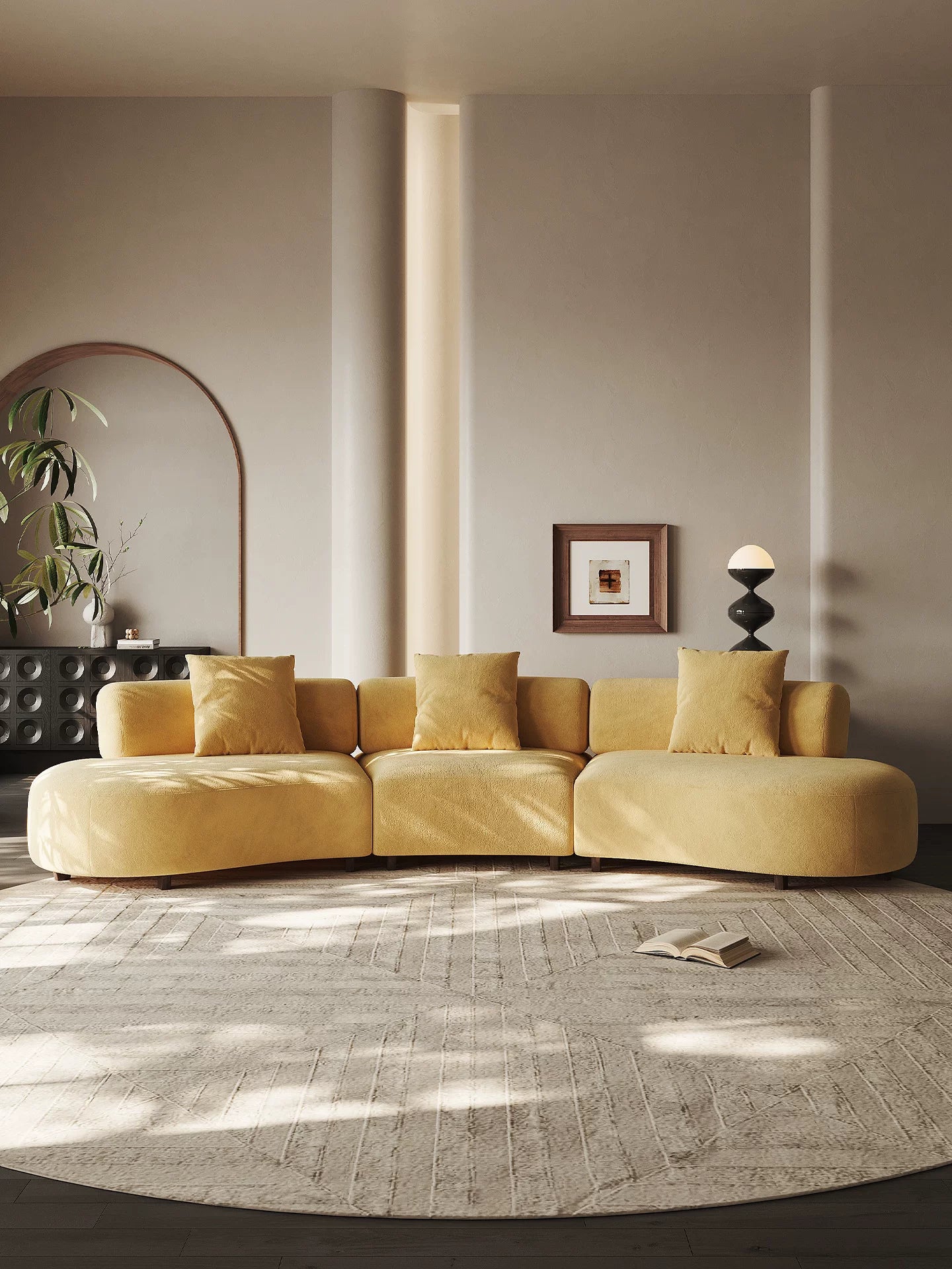 Oversized Sectional Cloud-Feel Couch, Modern Curved Modular Sectional Sofa with Deep Seat, Comfy Cloud-Feel Sofa for Living Room