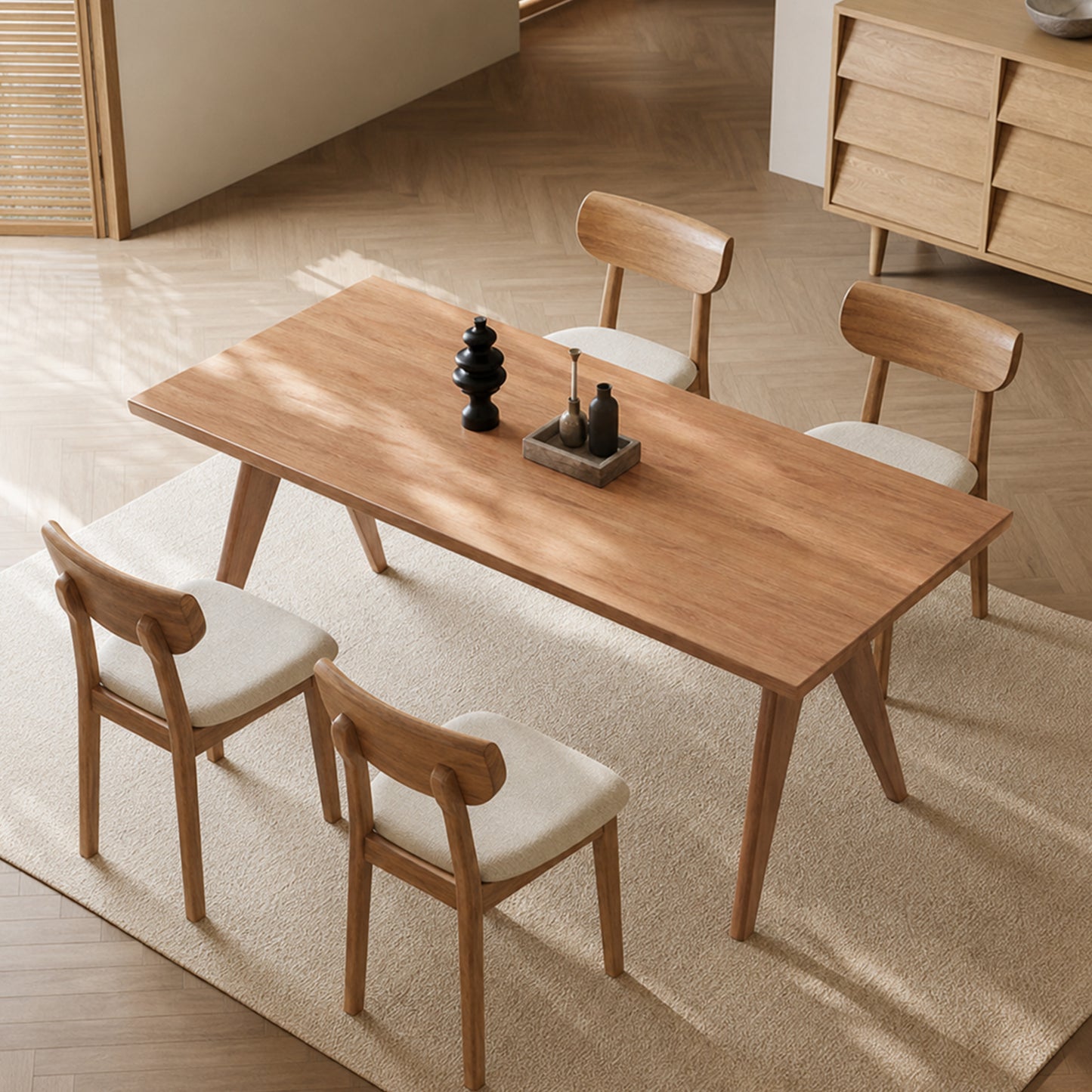 63inch Casual Stylish Natural Finish Rectangular Wooden Dining Table 1pc Mid-Century Modern Kitchen Dining Furniture