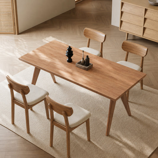 63inch Casual Stylish Natural Finish Rectangular Wooden Dining Table 1pc Mid-Century Modern Kitchen Dining Furniture