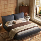 Queen Size Upholstered Platform Bed Frame with Soft Headboard, Modern Chenille Fabric Bed, No Box Spring Needed