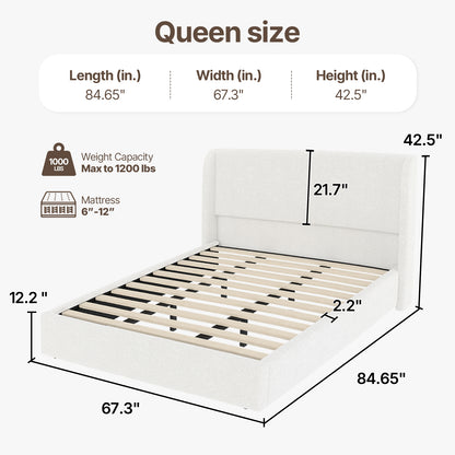 Queen Size Boucle Cloud-Feel Bed Frame