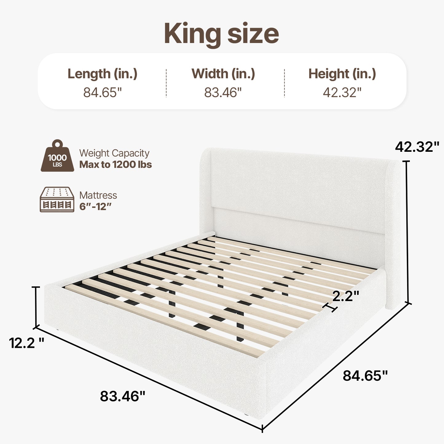 Queen Size Boucle Cloud-Feel Bed Frame