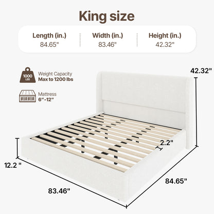 Queen Size Boucle Cloud-Feel Bed Frame
