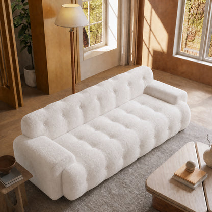 White 88-inch cloud sofa with armrests, capable of supporting 2000 pounds, no assembly required, a comfortable and relaxing recliner, suitable for living rooms and bedrooms.