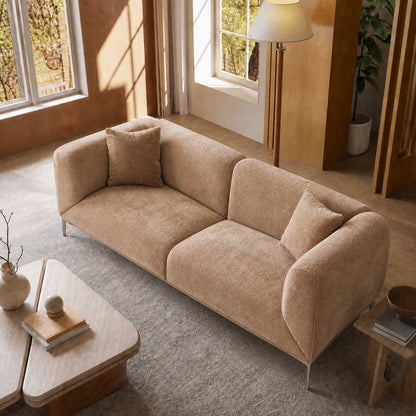 82.68-inch brown corduroy modular 2-seater sofa, modern armchair fabric sofa, with leg supports and cushions, with a load capacity of 2000 pounds, sturdy and durable, minimalist design, suitable for living rooms and apartments