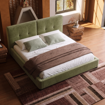 Thick Velvet Bed Silent Slats No Box Spring