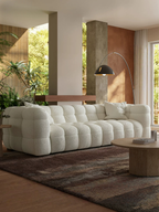 99.6" Comfy Boucle Upholstered Sofa Couch, Tufted Cozy 3-Seater Deep Seat Cloud-Feel Couch, Modern Oversized Loveseat  for Living Room Apartment Office