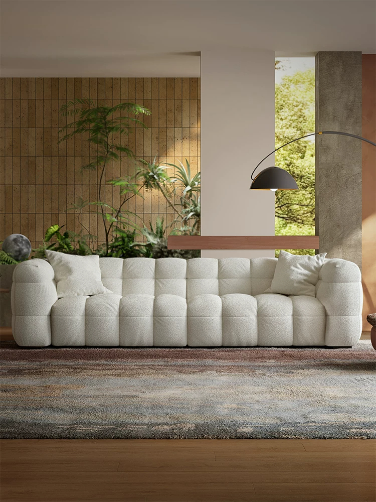 99.6" Comfy Boucle Upholstered Sofa Couch, Tufted Cozy 3-Seater Deep Seat Cloud-Feel Couch, Modern Oversized Loveseat  for Living Room Apartment Office