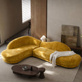 113.78 Inch Mid-Century Modern Sofa | Left-Facing Chaise, Yellow Upholstered Comfy Couch for Living Room, Bedroom, Apartment, Home Office