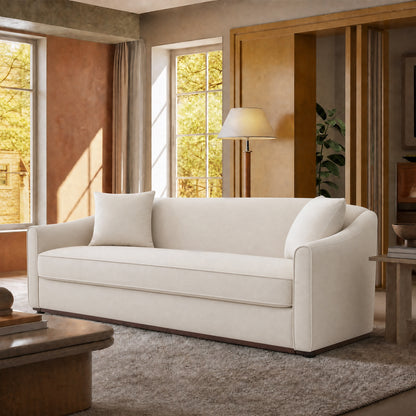 75.78-inch white double sofa - a reclining sofa, equipped with two throw pillows, no assembly required, capable of supporting up to 2000 pounds