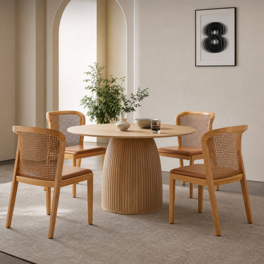 Round Dining Table Modern Wood Kitchen Table 47.24" Circular Tabletop for Leisure Coffee Table OAK.