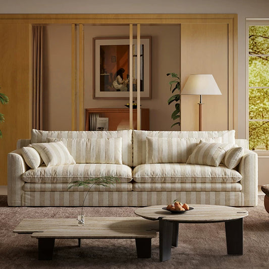102.36" 3-Seater Linen Sofa, Modern Cloud-Feel Couch with Deep Seat