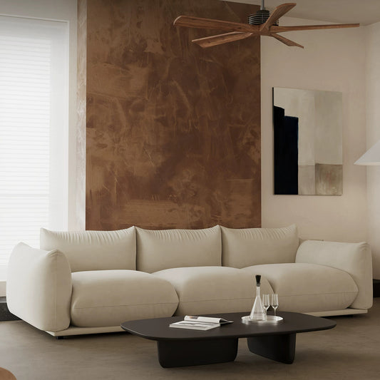 110.24" Large Sofa for Living Room, Cream Cloud-Feel Couch, Mid Century Modern 3 Seater Upholstered Couch