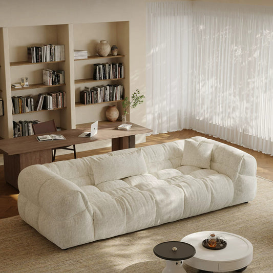 111.81" Sofa Cloud-Feel Couch, Modern Comfy Sofa Deep Seat Couch, Oversized 3-Seater Chenille Couches