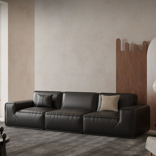 110.24" Luxury Faux Leather Sofa with Deep Seat, 3 Seater Comfy Sofa Set