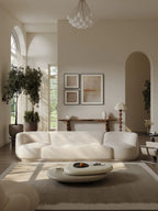 118.11" Modular Sectional Sofa, Cream Linen Fabric 4-Seat Couch with Swivel Accent Chair, Modern Minimalist Cloud-Feel Sofa for Living Room, Comfy Deep Seat