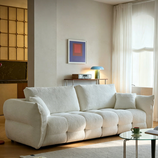 110.24" Chenille Sofa Cloud-Feel Couch, Modern Comfy Sofa Deep Seat Couch with Solid Wood Frame