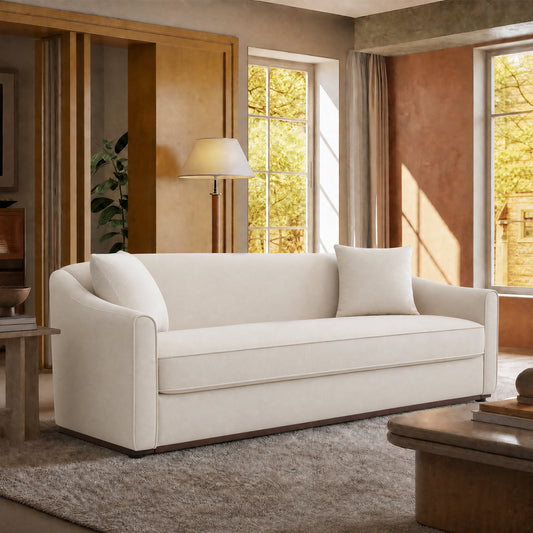 75.78-inch white double sofa - a reclining sofa, equipped with two throw pillows, no assembly required, capable of supporting up to 2000 pounds