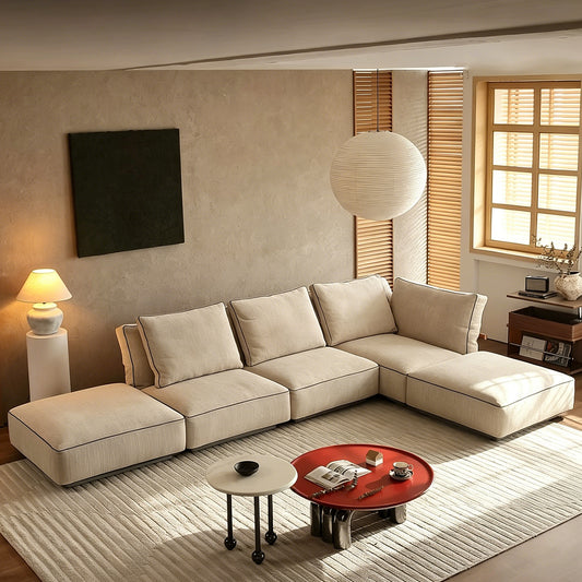 111.81" Sofa Cloud-Feel Couch, Modern Comfy Sofa Deep Seat Couch, Oversized 3-Seater Chenille Couches