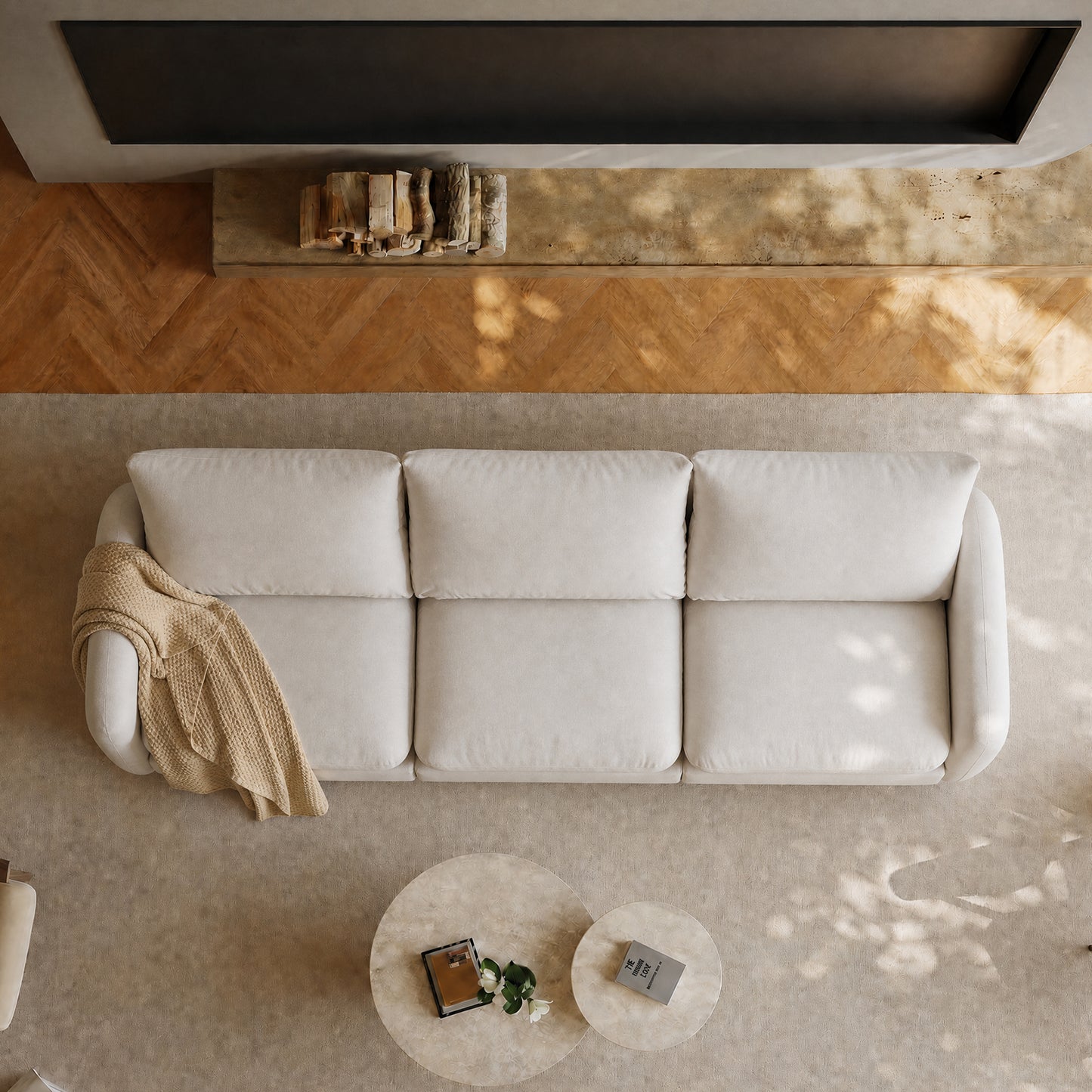 99.5" White Sectional Sofa – 3-Seat Lounge Sleeper, Heavy Duty 2000lbs