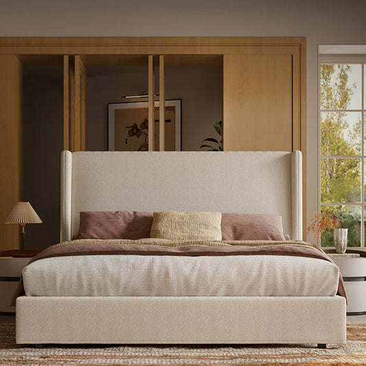 Queen Size Bed Frame with 47.24'' Extra Tall Wingback Headboard