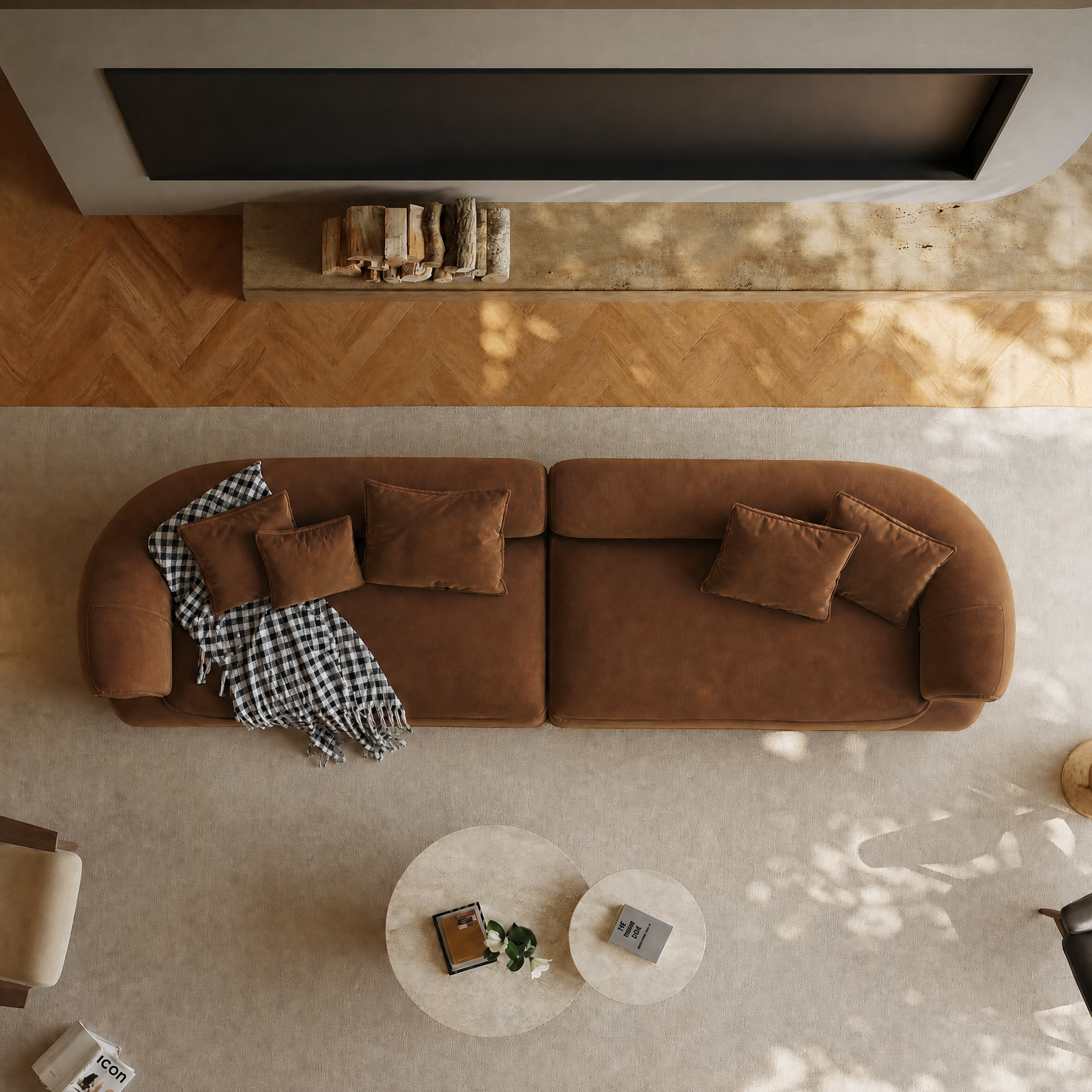 Camel Sectional Sofa – 110" Length, 2000 lbs Capacity | Solid Wood Frame, High Rebound Sponge, Removable Washable Flannel | Nordic Modern Style