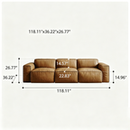 air Leather 3 Piece Sofa in Camel - Faux Leather 3 Seater Couch - Comfy Mid Century Modern Sofa for Living Room, Apartment