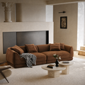 Camel Sectional Sofa – 110" Length, 2000 lbs Capacity | Solid Wood Frame, High Rebound Sponge, Removable Washable Flannel | Nordic Modern Style