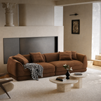Camel Sectional Sofa – 110" Length, 2000 lbs Capacity | Solid Wood Frame, High Rebound Sponge, Removable Washable Flannel | Nordic Modern Style