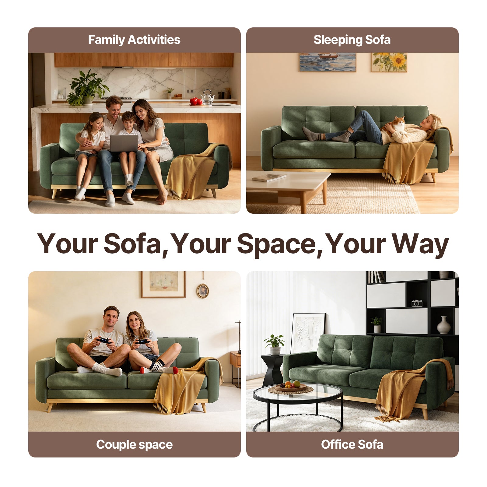 67.7” Loveseat Sofa, Mid Century Modern Decor Love Seat Couches for Living Room, Button Tufted Upholstered Small Couch for Bedroom, Solid and Easy to Install Furniture