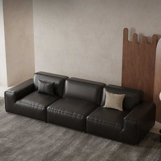 110.24" Luxury Faux Leather Sofa with Deep Seat, 3 Seater Comfy Sofa Set
