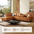 98" Leather Couch L-Shaped Modular – Convertible Sectional Couch with Movable Chaise, Multi-Scene Use for Living Room, Apartment & Office