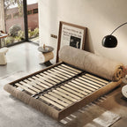 Queen Size Cloud-Feel Bed Frame with Oversized Padded Headboard, Modern Luxury Upholstered Platform Bed, Low Profile Soft Bed Frame with Solid Wood Slats, No Box Spring Needed