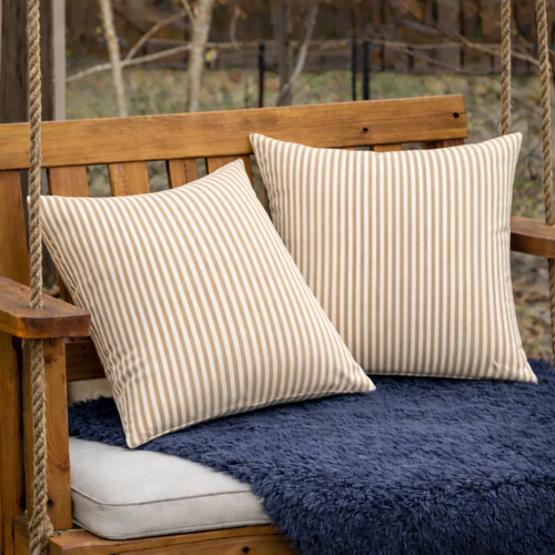 1 Pack Outdoor Throw Pillows, Waterproof & Fade-Resistant Patio Cushions for Garden, Porch, Poolside Furniture - Soft & Comfortable Decorative Pillow Covers (18x18 Inch, Beige White)