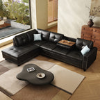 98" Leather Couch L-Shaped Modular – Convertible Sectional Couch with Movable Chaise, Multi-Scene Use for Living Room, Apartment & Office