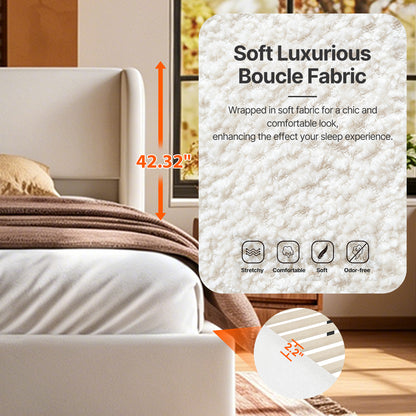Queen Size Boucle Cloud-Feel Bed Frame