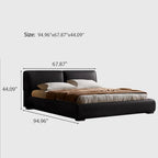 Queen Size Faux Leather Upholstered Platform Bed, Queen Size Modern Minimalist Low Profile Bed Frame with Padded Headboard, No Box Spring Needed, for Bedroom
