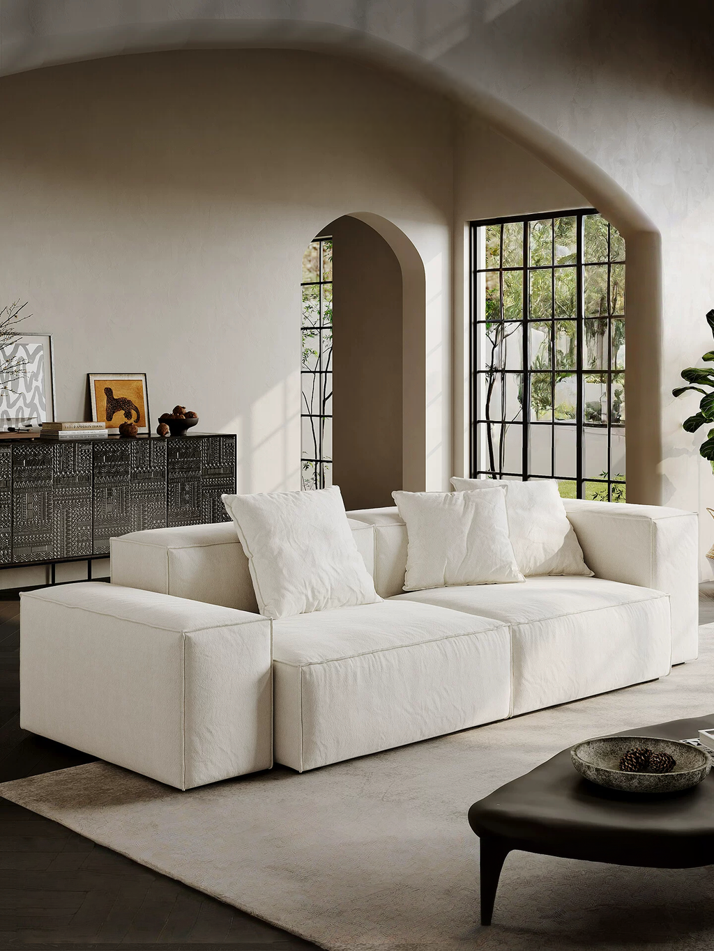 112.6" Cloud-Feel Couch with Deep Seat, Covers Removable & Washable, Love Seat Sofas Furniture for Living Room,