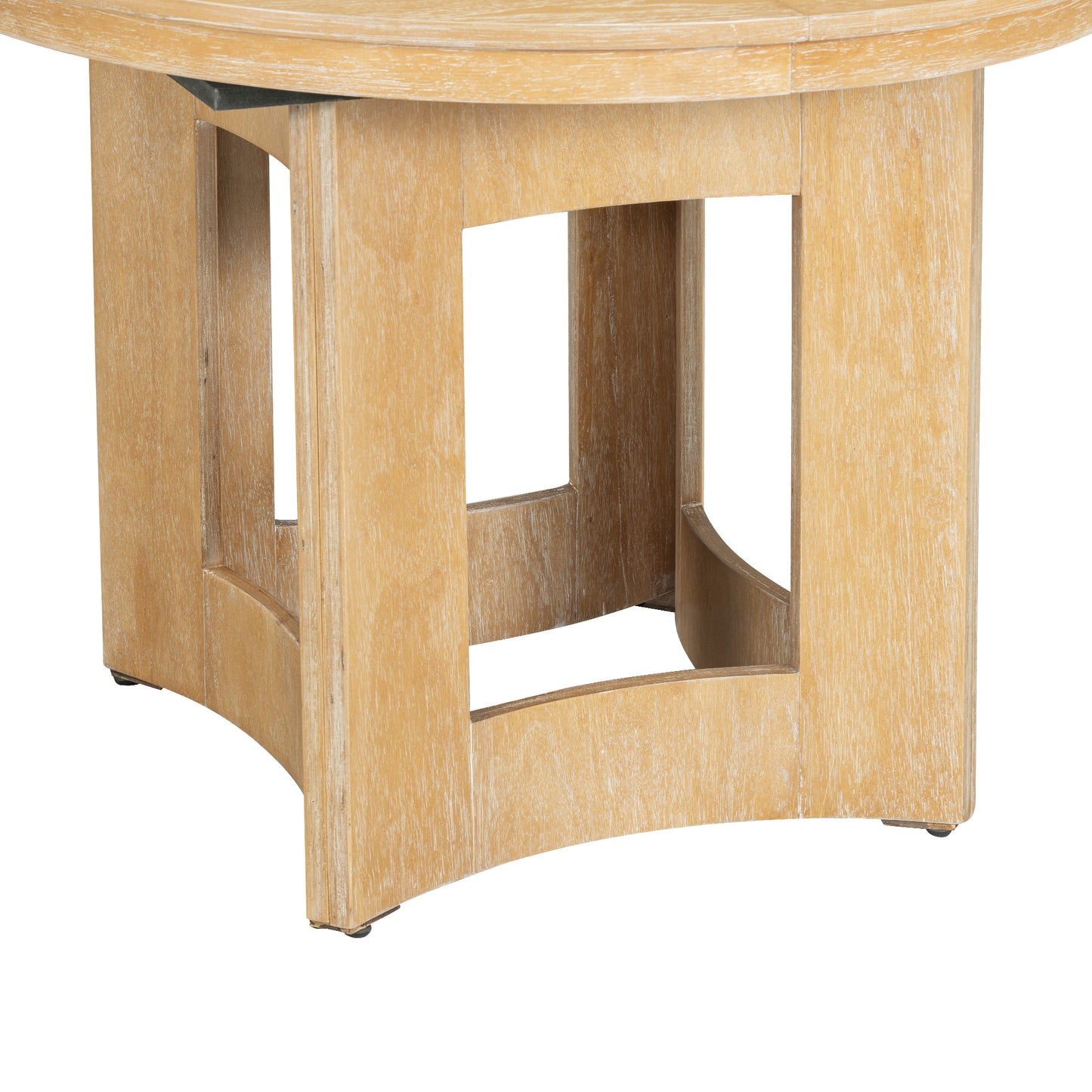 Extendable Farmhouse Round Dining Table – 16" Removable Leaf, Solid Wood, Space-Saving