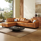 98" Leather Couch L-Shaped Modular – Convertible Sectional Couch with Movable Chaise, Multi-Scene Use for Living Room, Apartment & Office
