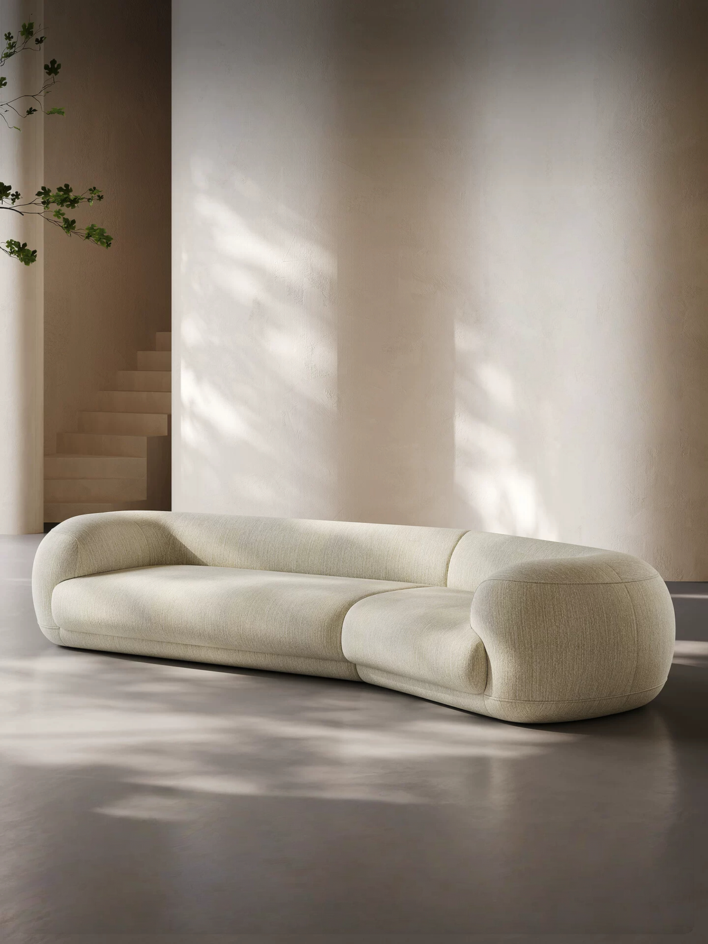 110.24" Curved Couch, 4-Seater Modern Sofa, Comfy Cloud-Feel Upholstered 4 Seat Leisure Sofa Living Room, Bedroom, Office, Apartment