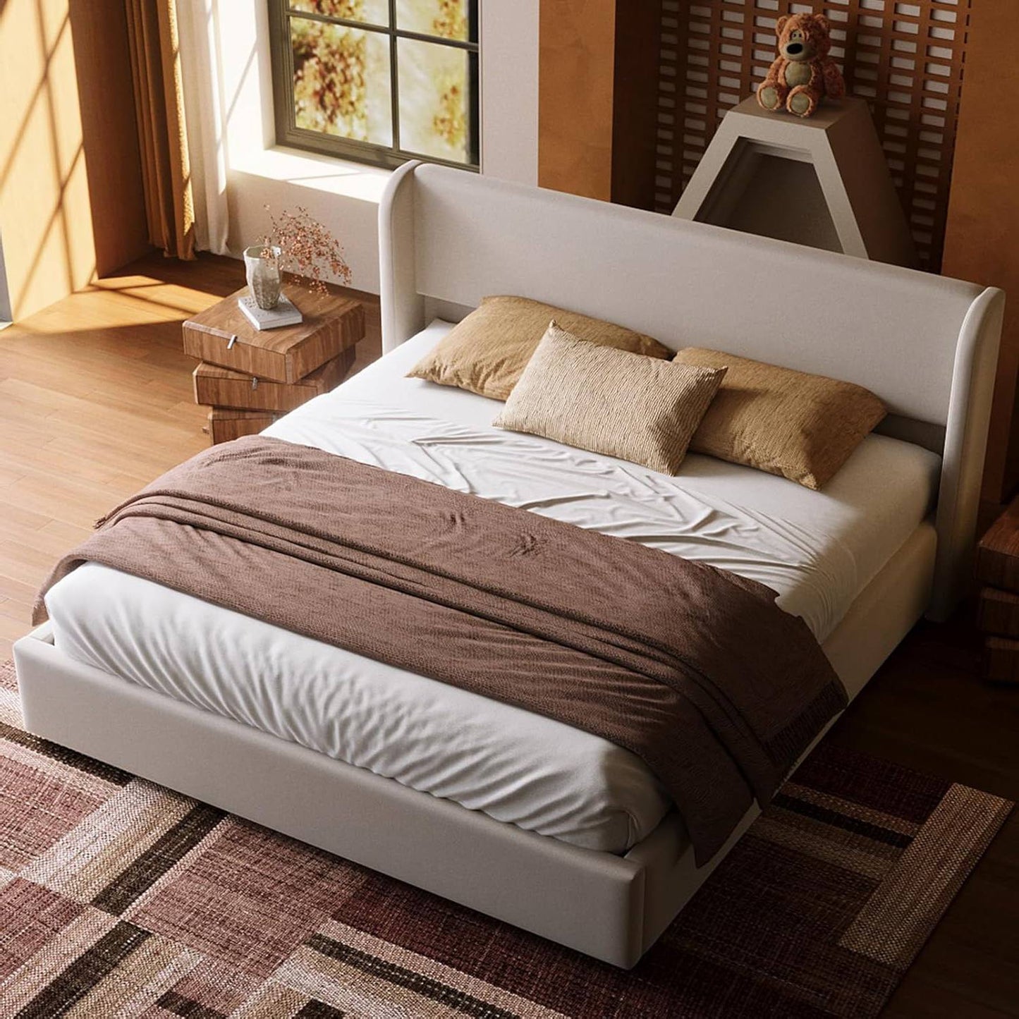 Queen Size Boucle Cloud-Feel Bed Frame