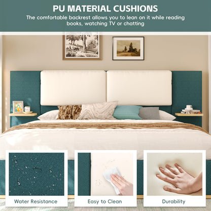 Modern Minimal Side Shelf Cloud Plush Boucle Queen Bed Frame