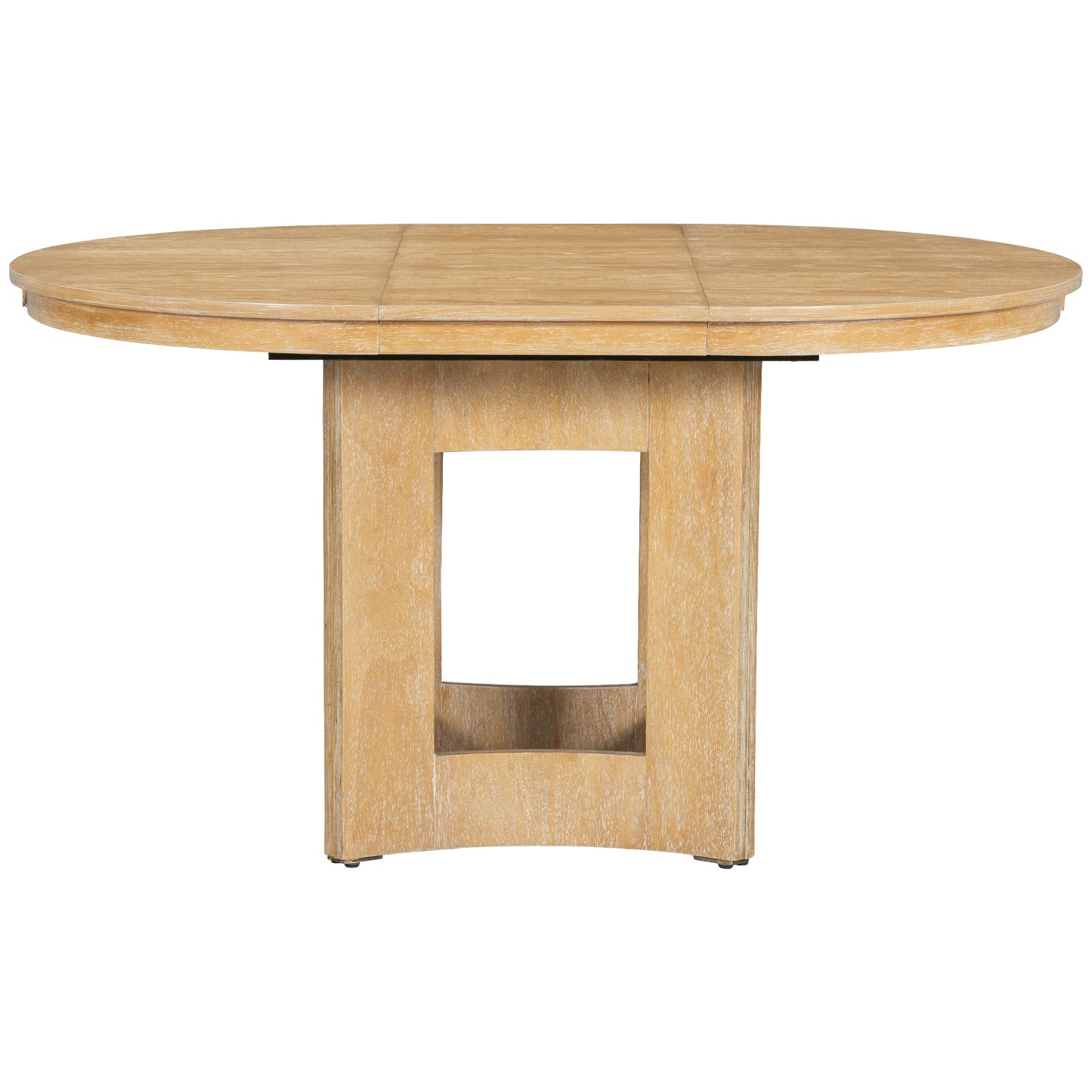 Extendable Farmhouse Round Dining Table – 16" Removable Leaf, Solid Wood, Space-Saving